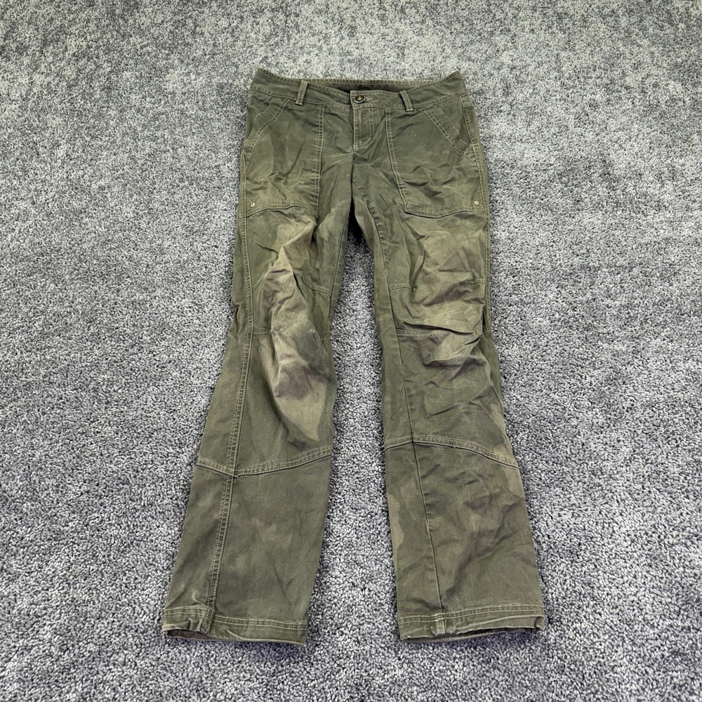 Columbia Pants Womens 8 Green Chino Twill Straight Leg Stretch Outdoor Travel